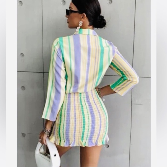 Brand New Zara The Valerie Striped Mini Dress - Picture 2 of 12